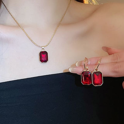 Hoop Drop Rhinestone Earring / Pendant Necklace