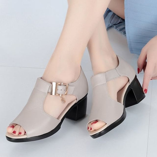 Buckled Sandals Heel Chunky