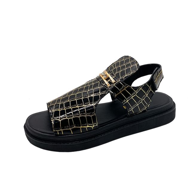 Croc Buckled Grain Sandals