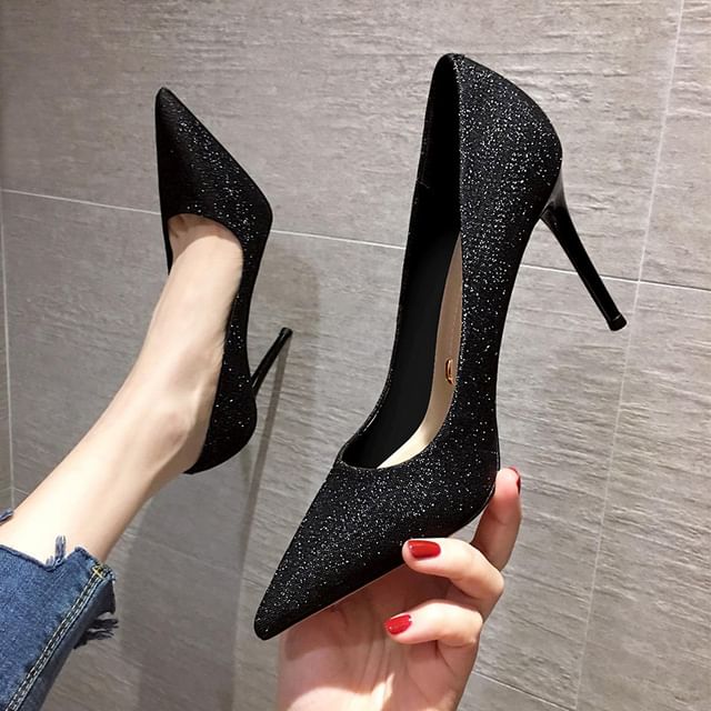 Pointy Pumps Stiletto Heel Glitter