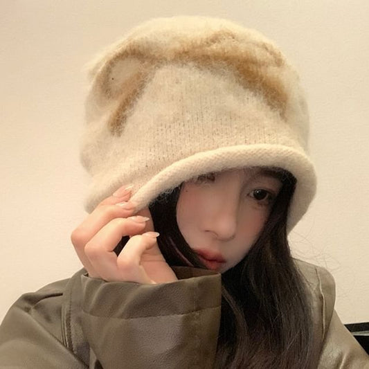 Beanie Knit Print Bow