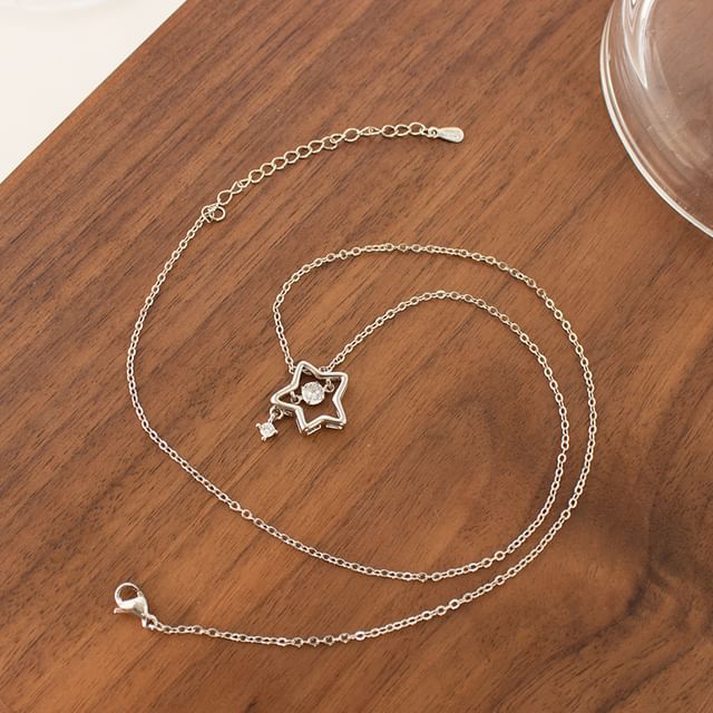 Star Pearl Pendant / Necklace Rhinestone Faux