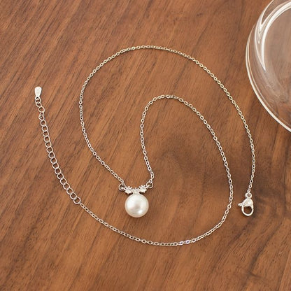 Star Pearl Pendant / Necklace Rhinestone Faux