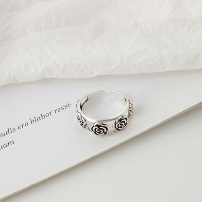 Set Ring Rhinestone Flower Open /