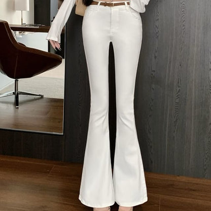 Waist Pants High Plain Flared