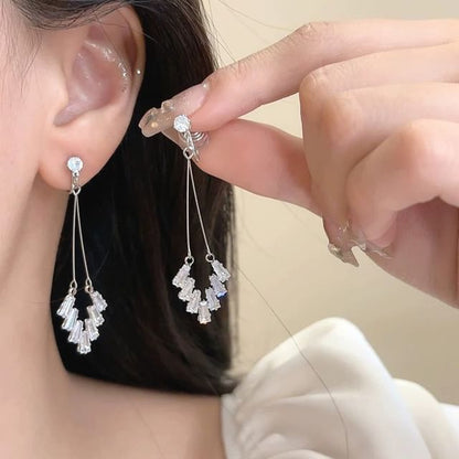 Earring Rhinestone Geometric Drop On / Clip