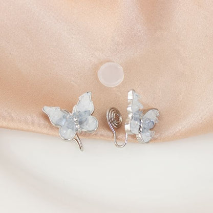 / Stud On Rhinestone Earring Butterfly Clip