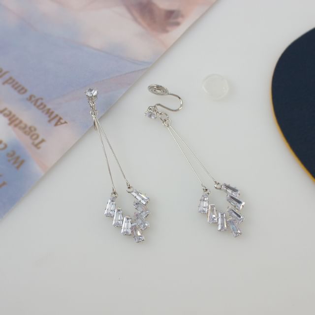 Earring Rhinestone Geometric Drop On / Clip