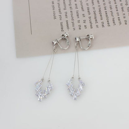 Earring Rhinestone Geometric Drop On / Clip