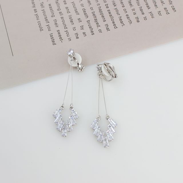 Earring Rhinestone Geometric Drop On / Clip
