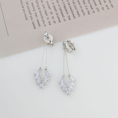 Earring Rhinestone Geometric Drop On / Clip