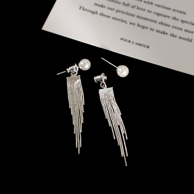 Earring Pearl Drop Clip / Faux On Fringe