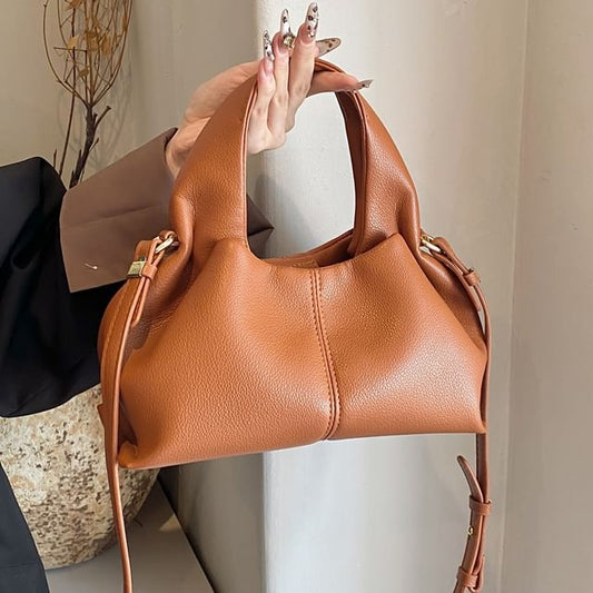 Top Crossbody Plain Handle Leather Faux Bag