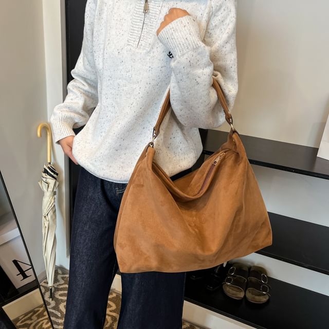 Suede Tote Bag Faux Plain