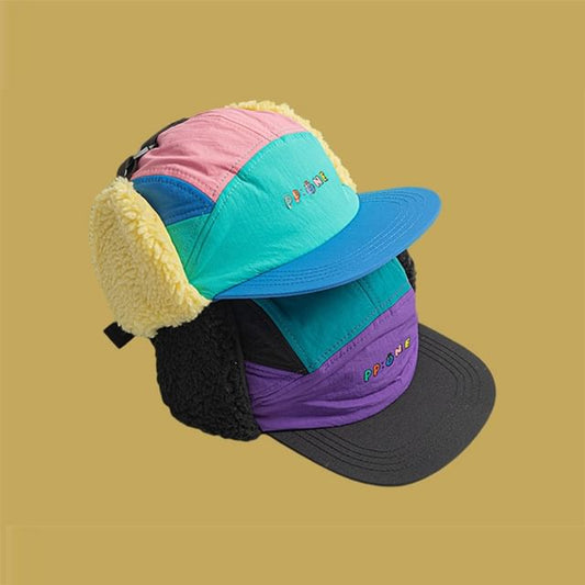 Earflap Color Cap Block Lettering