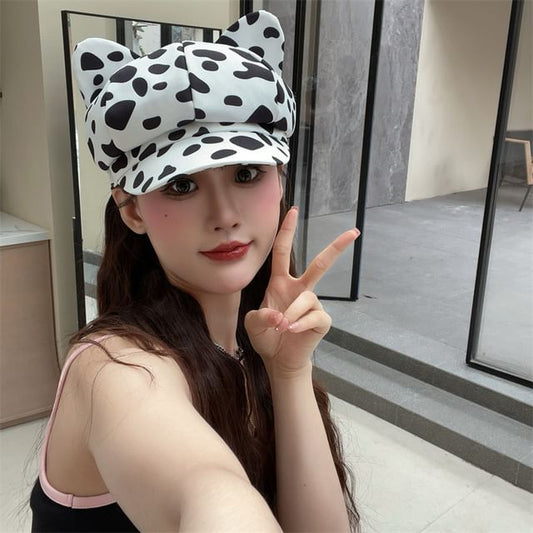 Cap Newsboy Ear Cat Patterned