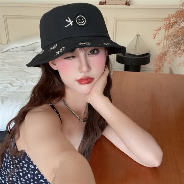 Smiley Face Bucket Hat Embroidered