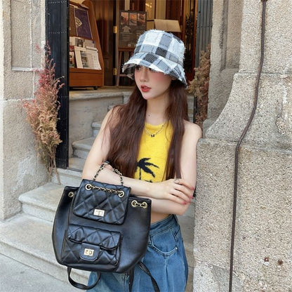 Patchwork Bucket Distressed Hat