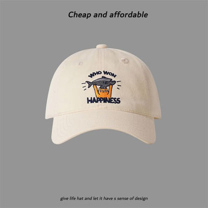 Baseball Embroidered Cap Cat