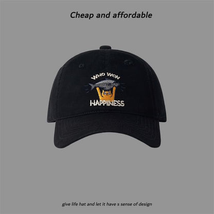 Baseball Embroidered Cap Cat
