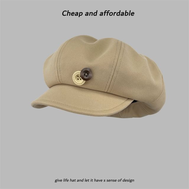 Plain Newsboy Cap Buttoned