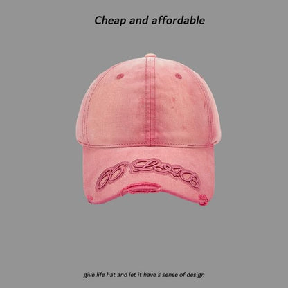 Washed Baseball Lettering Cap Embroidered