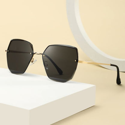 Sunglasses Oversized Geometric Rimless
