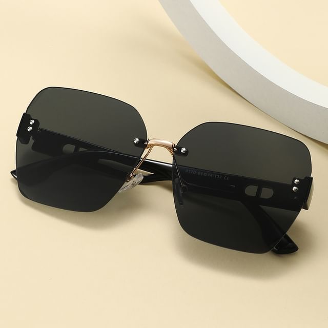 Rimless Oversized Geometric Sunglasses