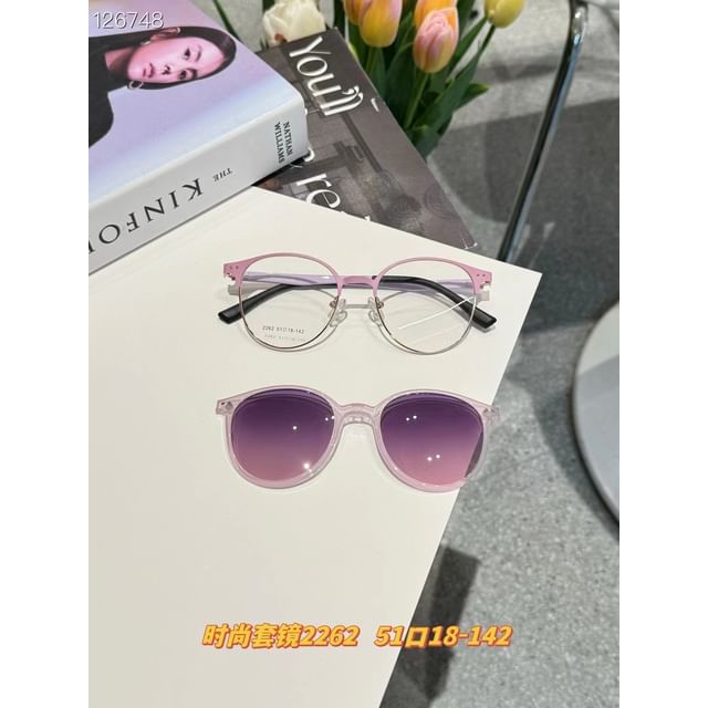 On With Round Glasses Sunglasses Metal Clip