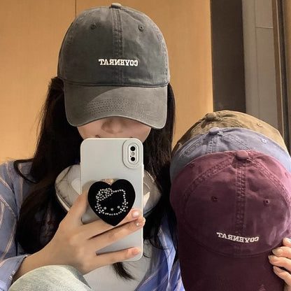 Washed Lettering Cap Baseball Embroidered