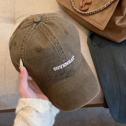 Washed Lettering Cap Baseball Embroidered