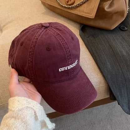 Washed Lettering Cap Baseball Embroidered