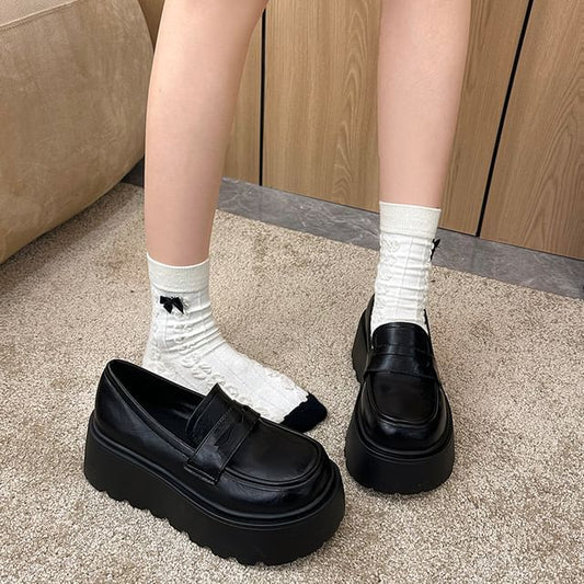 Plain Platform Penny Loafers