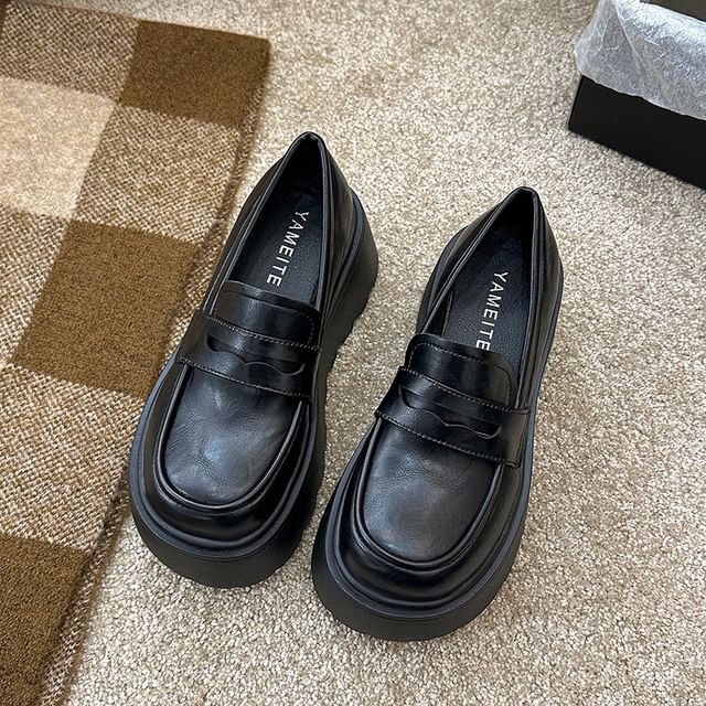 Plain Platform Penny Loafers