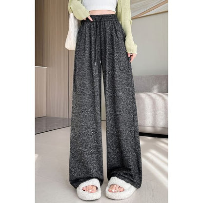Leg Drawstring Wide Waist Melange Pants Designs) (Various
