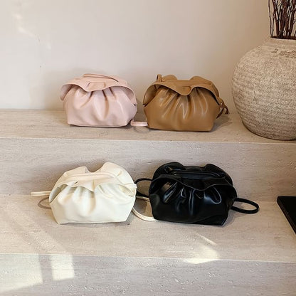 Crossbody Bag Faux Ruched Leather