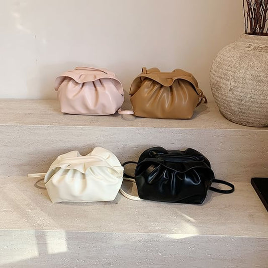 Crossbody Bag Faux Ruched Leather