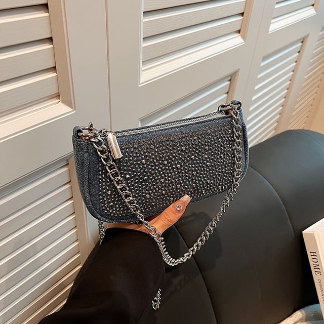 Evening Denim Clutch Rhinestone