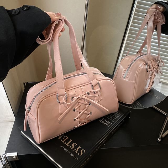 Lace-Up Leather Faux Bag Shoulder