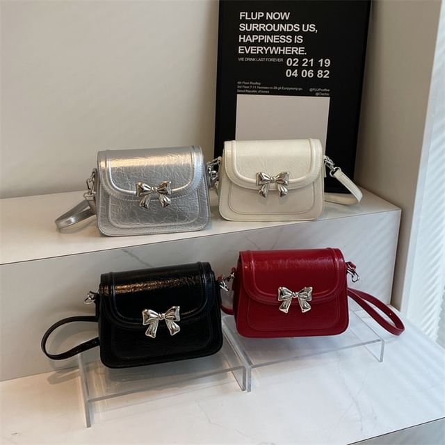 Flap Bow Accent Crossbody Bag