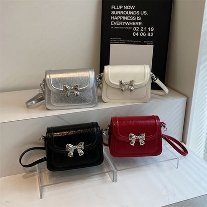 Flap Bow Accent Crossbody Bag