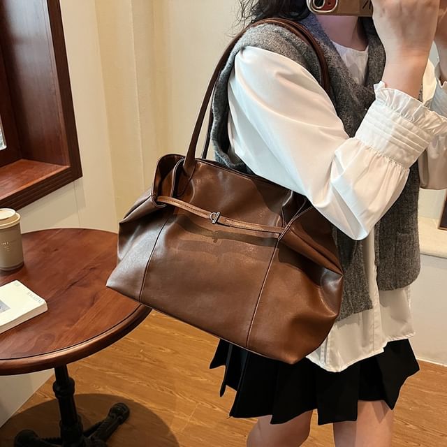 Tote Plain Bag Leather Faux