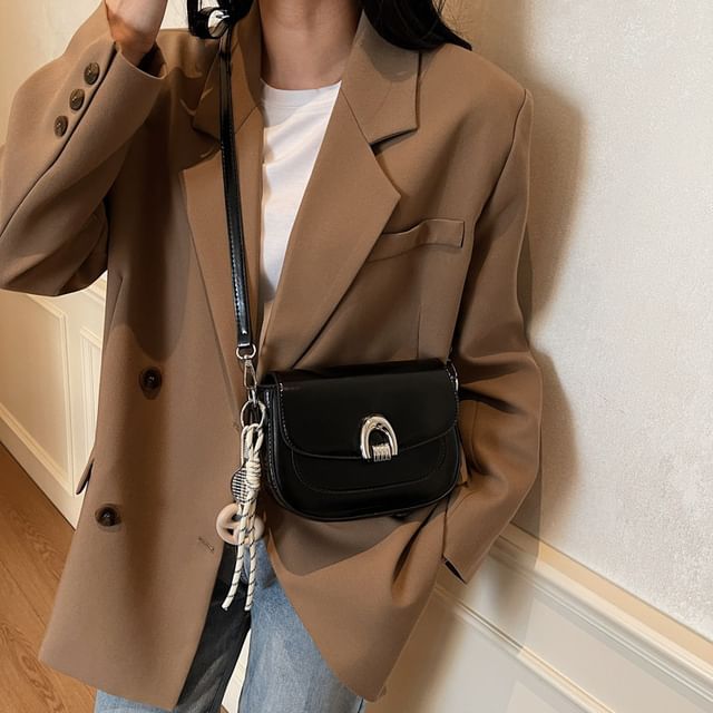 Faux Leather Crossbody Bag Flap