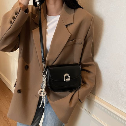 Faux Leather Crossbody Bag Flap