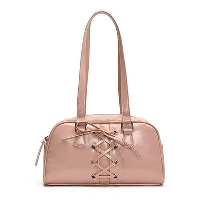 Lace-Up Leather Faux Bag Shoulder
