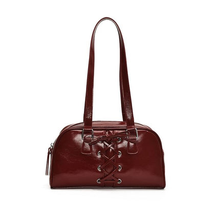 Lace-Up Leather Faux Bag Shoulder