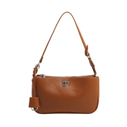 Lock Leather Twist Faux Crossbody Bag