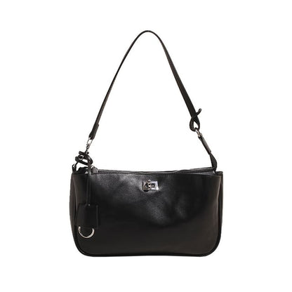 Lock Leather Twist Faux Crossbody Bag