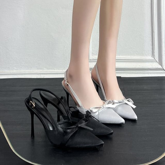 Bow Stiletto Heel Slingback Pumps