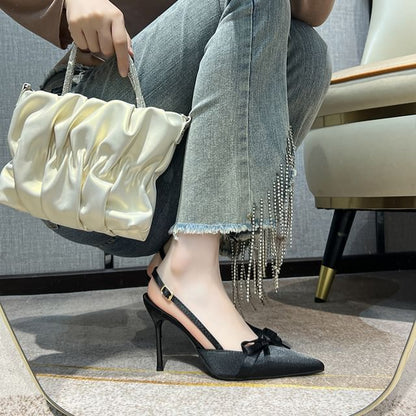 Bow Stiletto Heel Slingback Pumps